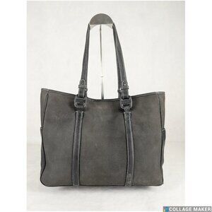 FERRAGAMO Black Knit Leather Classic Designer Brushed Large Tote Charm BAG